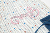 DAXUEN Wide-leg striped pants with patches and embroidery