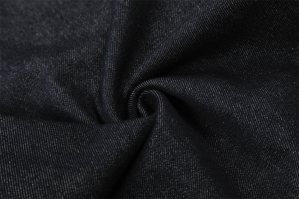 DAXUEN Dark indigo blue wide-leg cropped denim culottes
