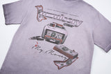 DAXUEN Washed oversized graphic t-shirt with dollar bills and 'misery' print