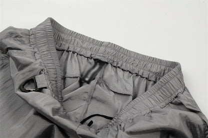 DAXUEN Relaxed fit shorts with crinkled texture and logo