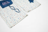 DAXUEN Wide-leg striped pants with patches and embroidery