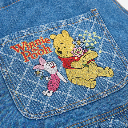 DAXUEN Wide-leg denim overalls with cartoon embroidery