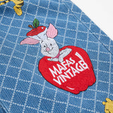 DAXUEN Wide-leg denim overalls with cartoon embroidery