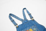 DAXUEN Wide-leg denim overalls with cartoon embroidery