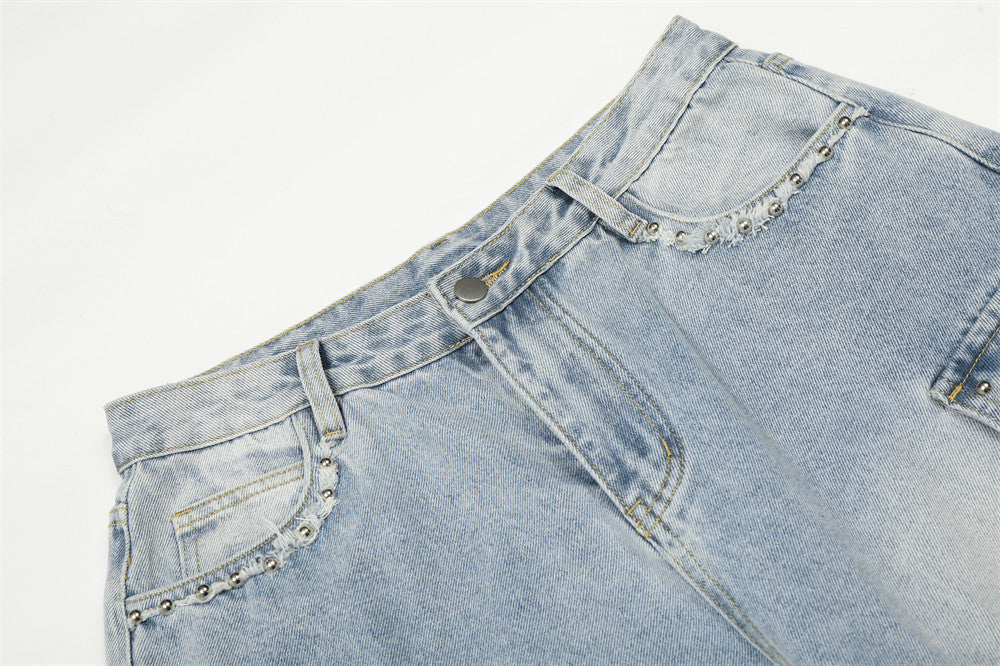 DAXUEN Light blue high-waisted wide-leg denim jeans