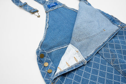 DAXUEN Wide-leg denim overalls with cartoon embroidery