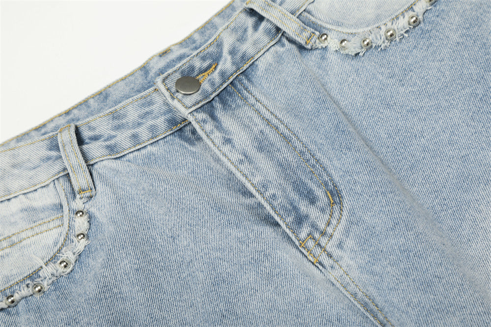 DAXUEN Light blue high-waisted wide-leg denim jeans