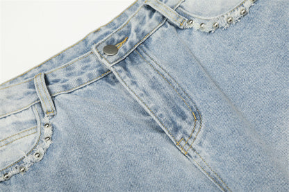 DAXUEN Light blue high-waisted wide-leg denim jeans