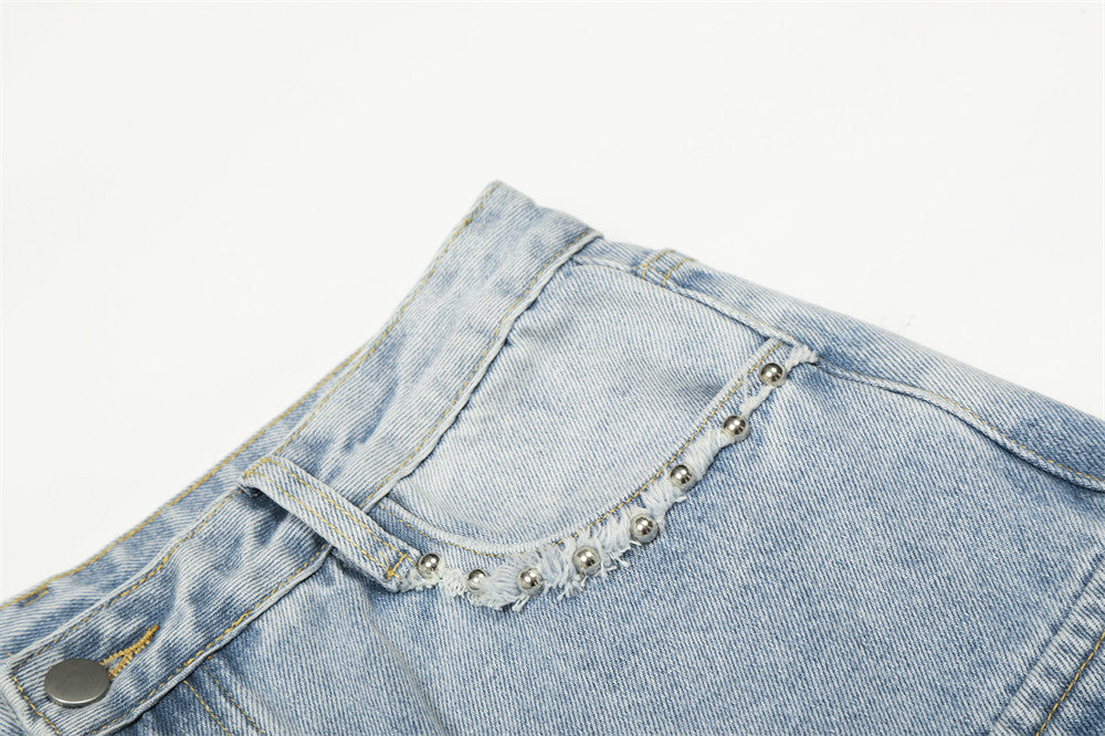 DAXUEN Light blue high-waisted wide-leg denim jeans