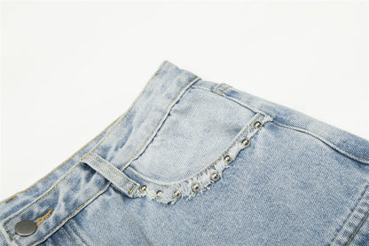 DAXUEN Light blue high-waisted wide-leg denim jeans