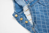 DAXUEN Wide-leg denim overalls with cartoon embroidery