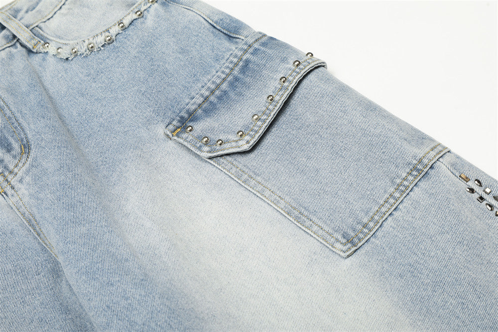 DAXUEN Light blue high-waisted wide-leg denim jeans