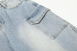 DAXUEN Light blue high-waisted wide-leg denim jeans