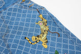 DAXUEN Wide-leg denim overalls with cartoon embroidery