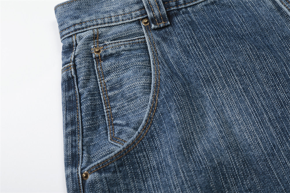 DAXUEN Loose wide leg denim jeans in medium blue wash