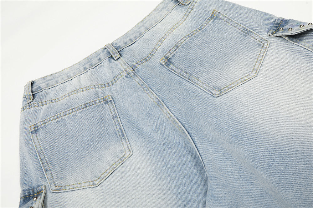 DAXUEN Light blue high-waisted wide-leg denim jeans