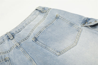DAXUEN Light blue high-waisted wide-leg denim jeans