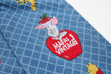 DAXUEN Wide-leg denim overalls with cartoon embroidery