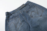 DAXUEN Loose wide leg denim jeans in medium blue wash