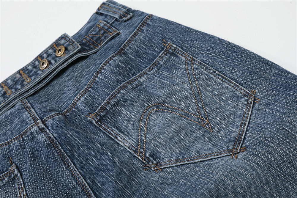 DAXUEN Loose wide leg denim jeans in medium blue wash