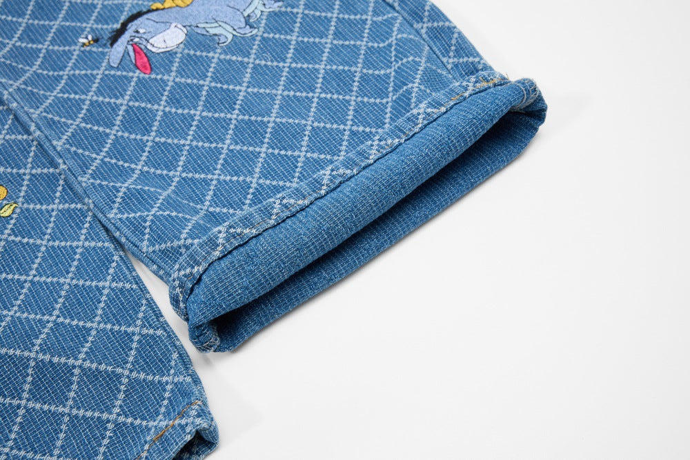 DAXUEN Wide-leg denim overalls with cartoon embroidery