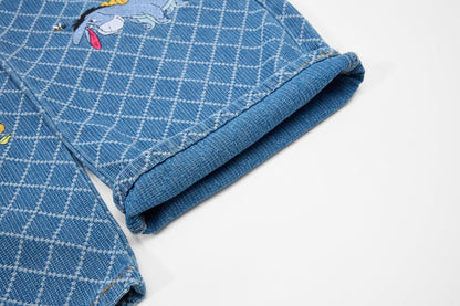 DAXUEN Wide-leg denim overalls with cartoon embroidery