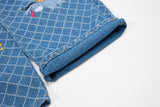 DAXUEN Wide-leg denim overalls with cartoon embroidery