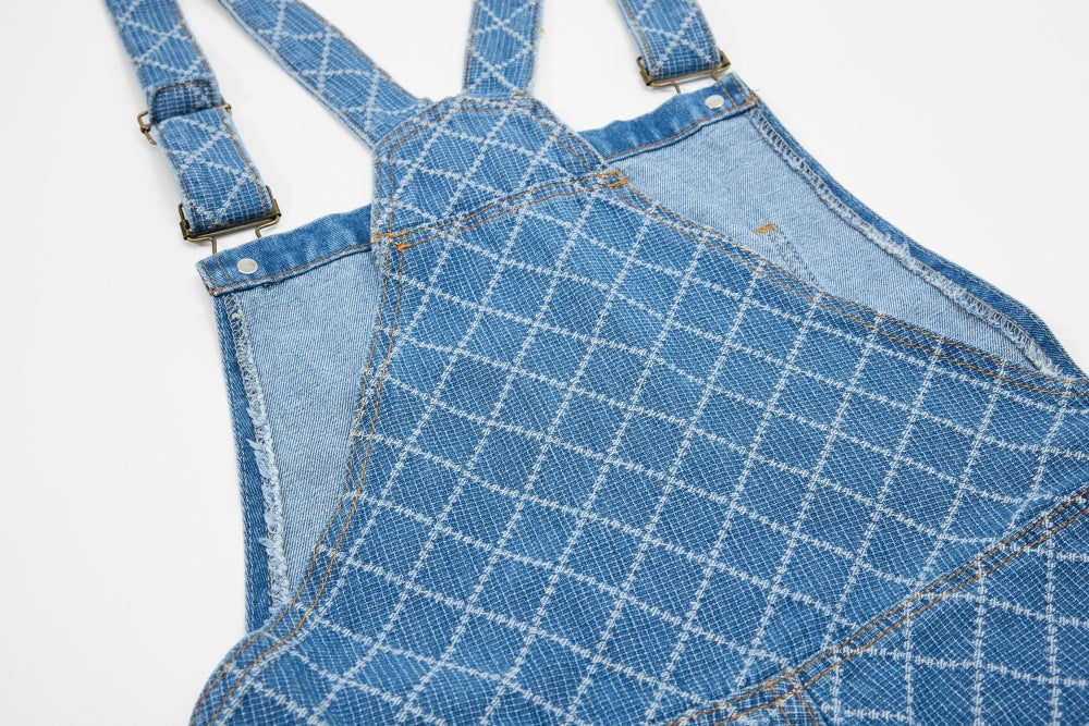DAXUEN Wide-leg denim overalls with cartoon embroidery