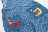 DAXUEN Wide-leg denim overalls with cartoon embroidery