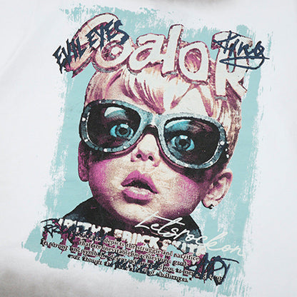 DAXUEN Distressed oversized short-sleeved graphic T-shirt