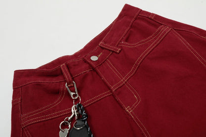DAXUEN Wide-leg trousers with pockets and keychain accessory