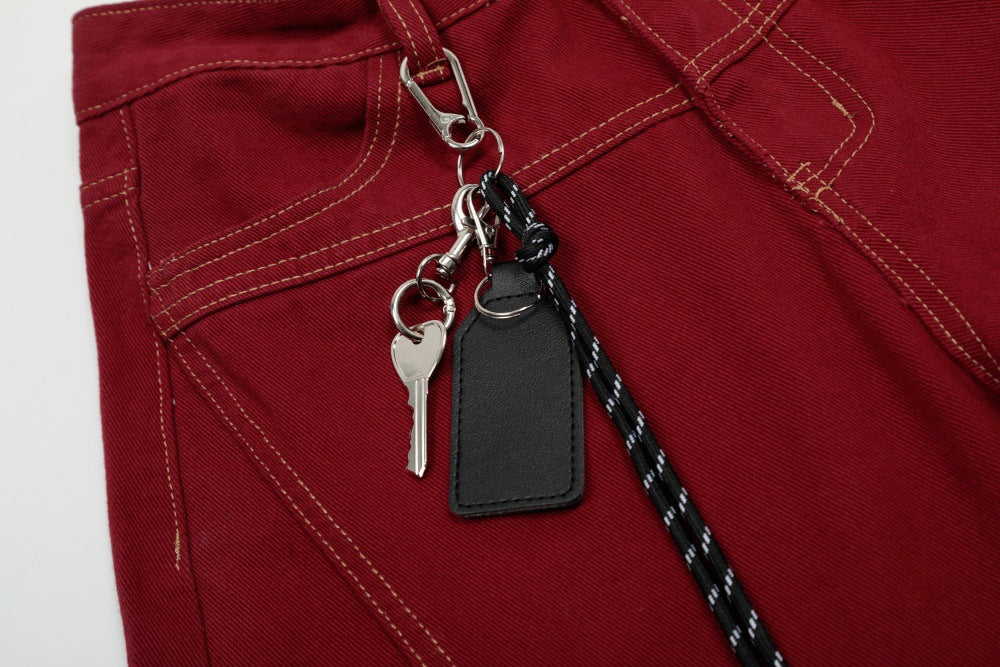 DAXUEN Wide-leg trousers with pockets and keychain accessory