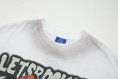 DAXUEN Oversized short-sleeve graphic t-shirt with faded wash effect