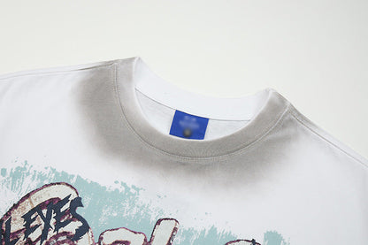 DAXUEN Distressed oversized short-sleeved graphic T-shirt