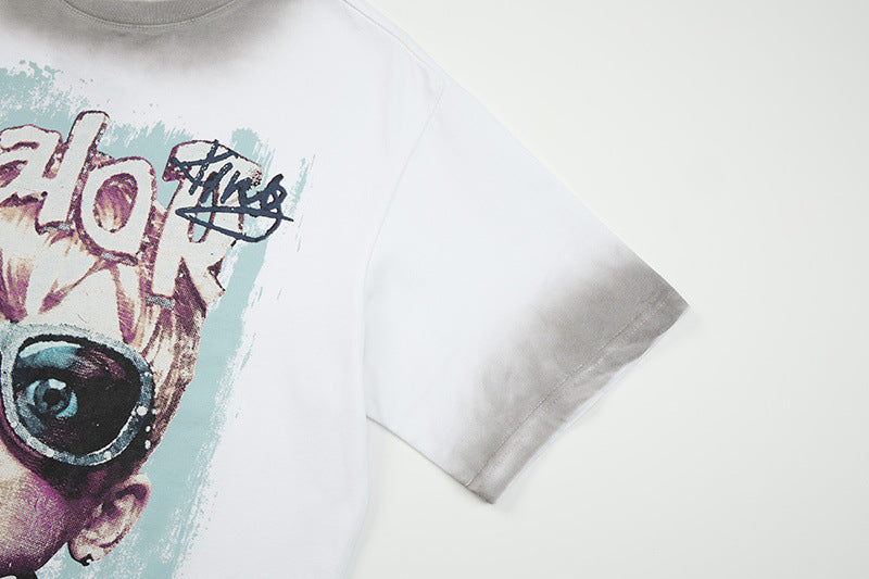 DAXUEN Distressed oversized short-sleeved graphic T-shirt