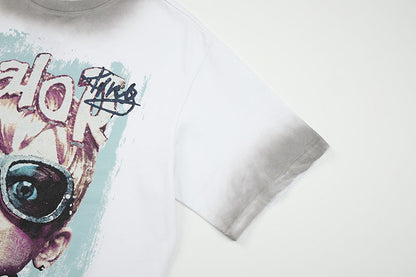 DAXUEN Distressed oversized short-sleeved graphic T-shirt