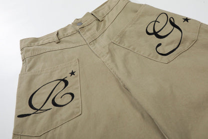 DAXUEN High-waisted wide-leg cropped cargo pants