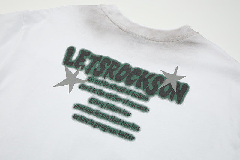 DAXUEN Oversized short-sleeve graphic t-shirt with faded wash effect