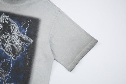 DAXUEN Graphic t-shirt featuring biker illustration and distressed text