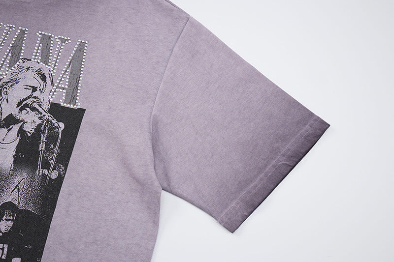 DAXUEN Oversized short-sleeved crew neck t-shirt with concert graphic
