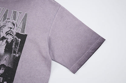 DAXUEN Oversized short-sleeved crew neck t-shirt with concert graphic