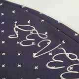 DAXUEN Wide leg sweatpants with cross print and script embroidery