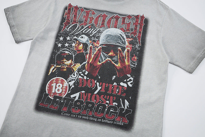 DAXUEN Oversized graphic t-shirt with distressed design