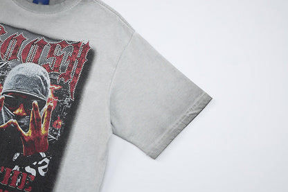 DAXUEN Oversized graphic t-shirt with distressed design