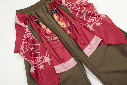 DAXUEN Draped graphic cargo pants with unique prints
