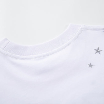 DAXUEN Metallic star embroidered short-sleeved T-shirt