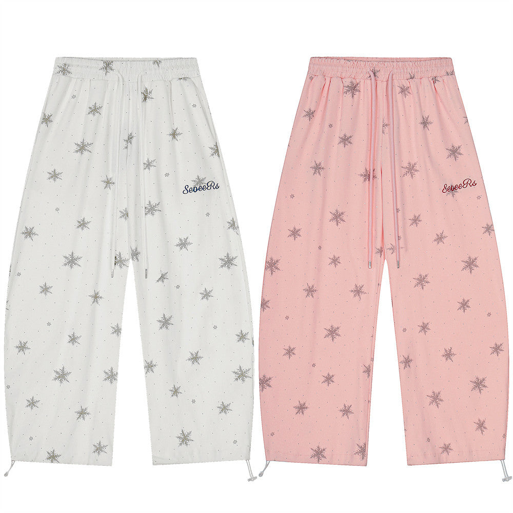 DAXUEN Wide-leg lounge pants with snowflake print