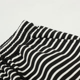 DAXUEN Black and white striped wide-leg track pants