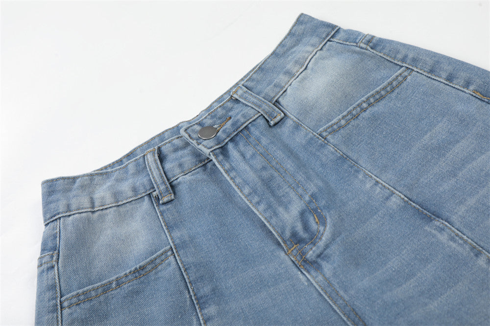 DAXUEN Light blue denim wide-leg jeans with graphic prints