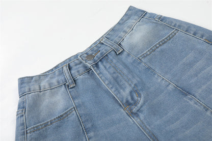 DAXUEN Light blue denim wide-leg jeans with graphic prints